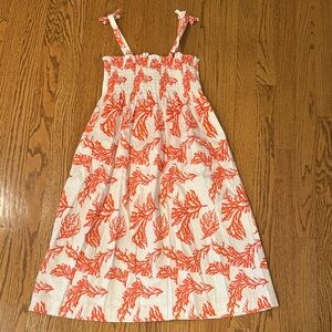 Rachel Riley White Dress with Orange Coral Pattern